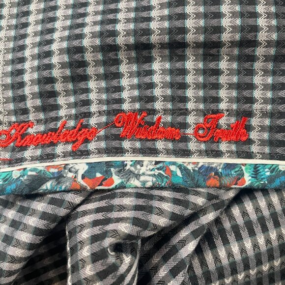 Robert Graham Mens Houndstooth Dress Shirt With Floral Trim Size M - Picture 12 of 16